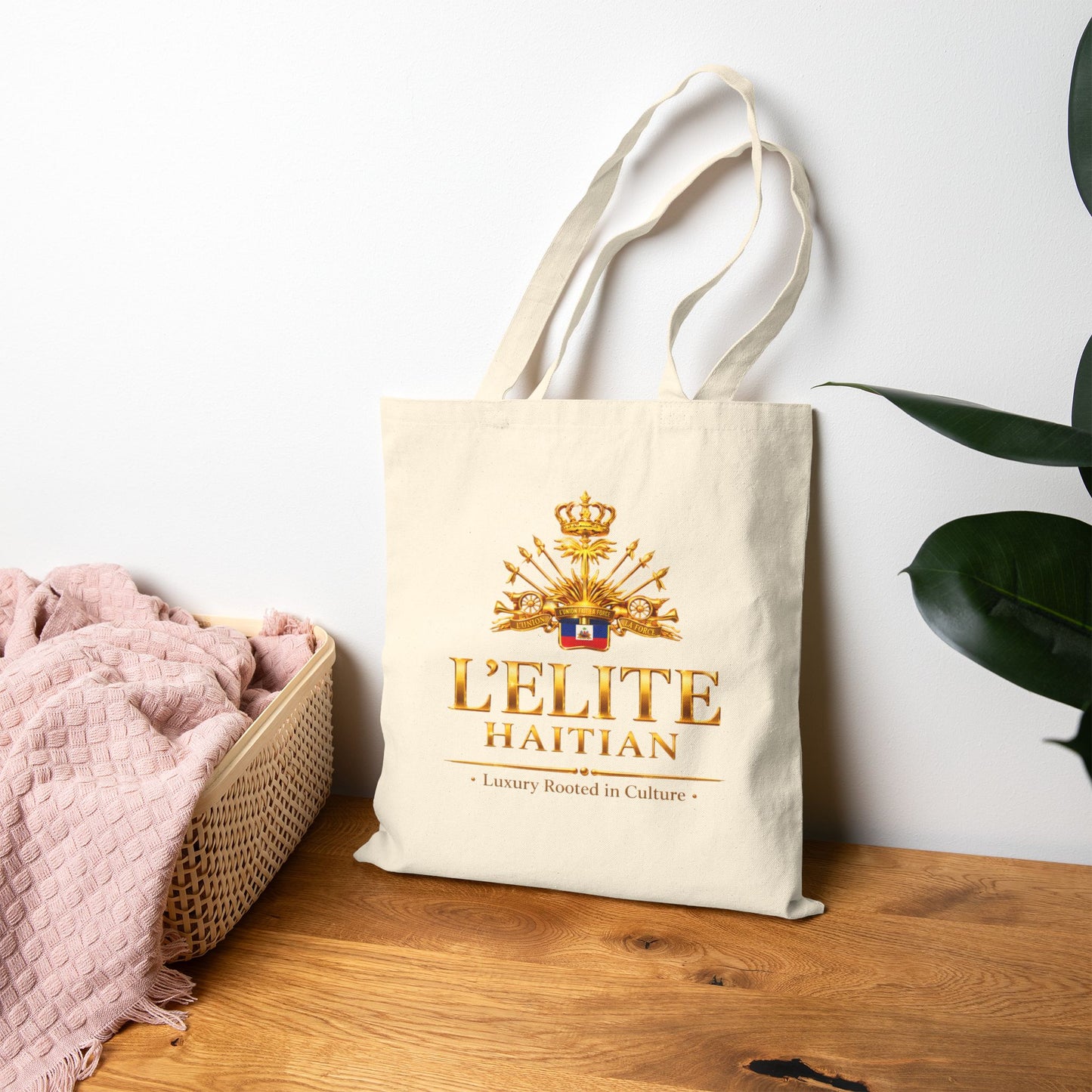 Tote Bag — L'Elite Haitian Crest Canvas Tote ("Luxury Rooted in Culture")
