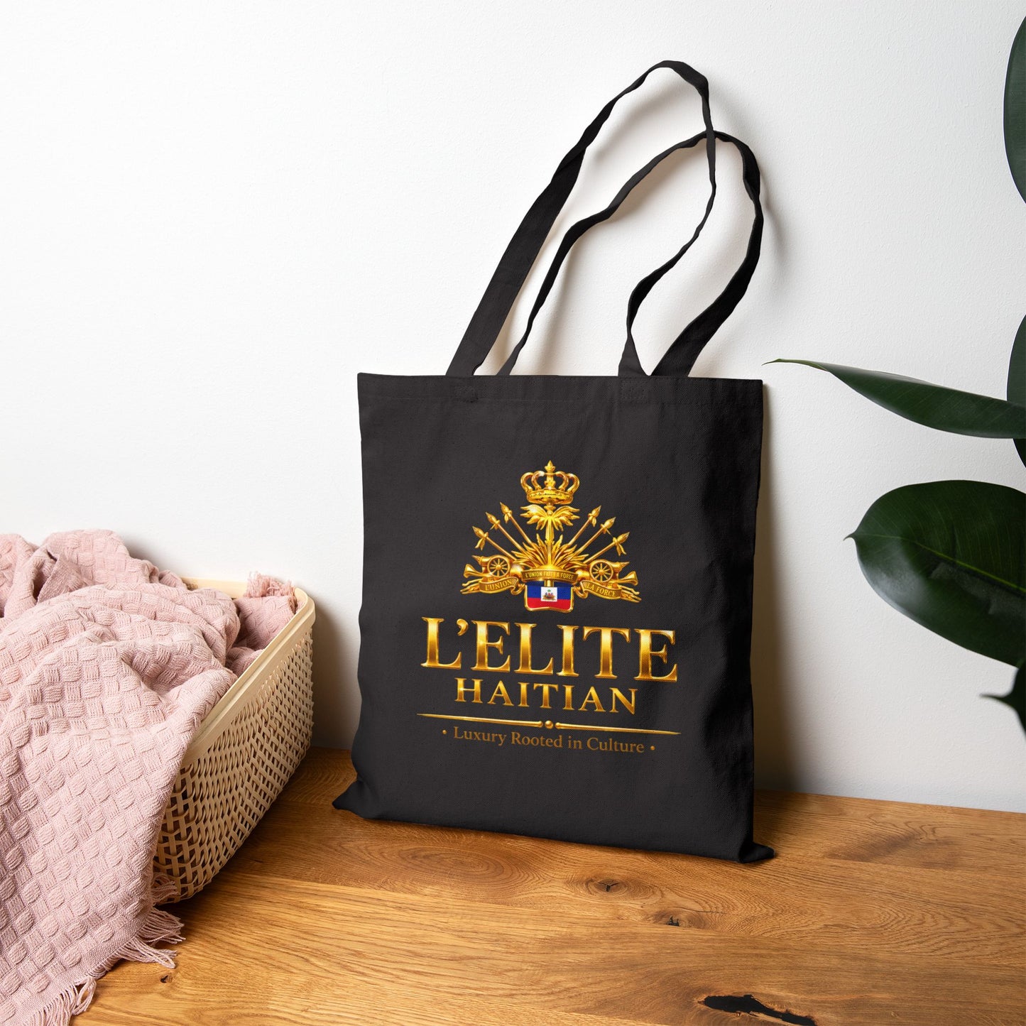 Tote Bag — L'Elite Haitian Crest Canvas Tote ("Luxury Rooted in Culture")